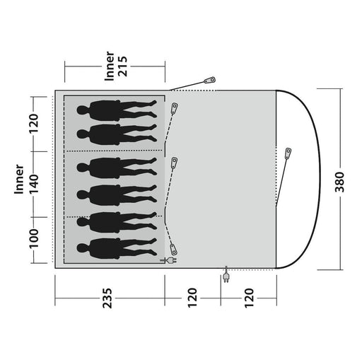 Outwell Sky 6 Pole Blue 6 Person Tent Outwell - UK Camping And Leisure