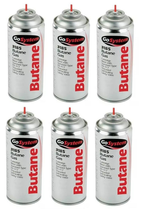 6x Go System Aerosol Butane Refill Gas Cartridge 144g Go System - UK Camping And Leisure