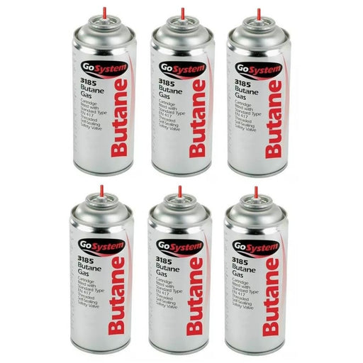 6x Go System Aerosol Butane Refill Gas Cartridge 144g Go System - UK Camping And Leisure