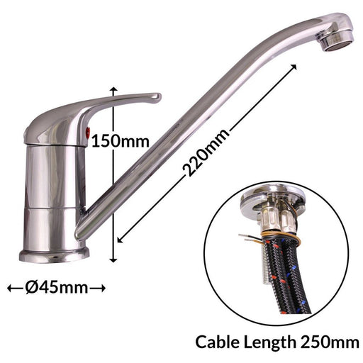 Ducale Chrome Mixer Tap 22cm Spout Robust Chrome Mixer Tap with 22cm Spout fo Nova - UK Camping And Leisure
