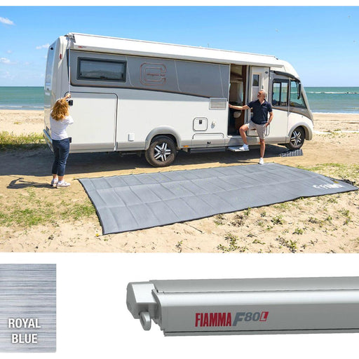 Fiamma F80L 500 Awning Titanium Royal Blue Fiamma - UK Camping And Leisure