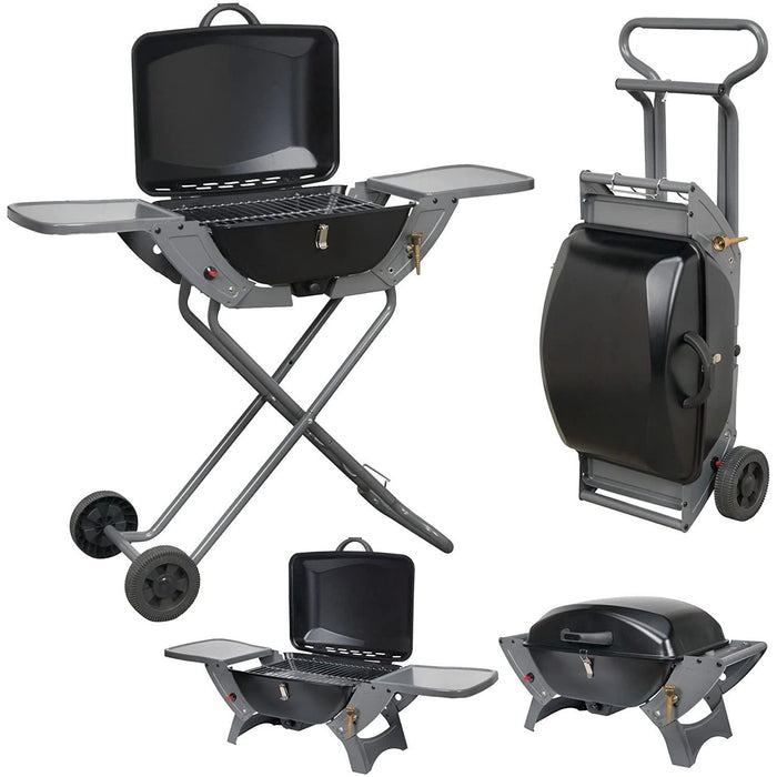 Folding Gas Barbecue Combo Bbq Trolley Portable Camping Table Top Stove V739 Crusader - UK Camping And Leisure