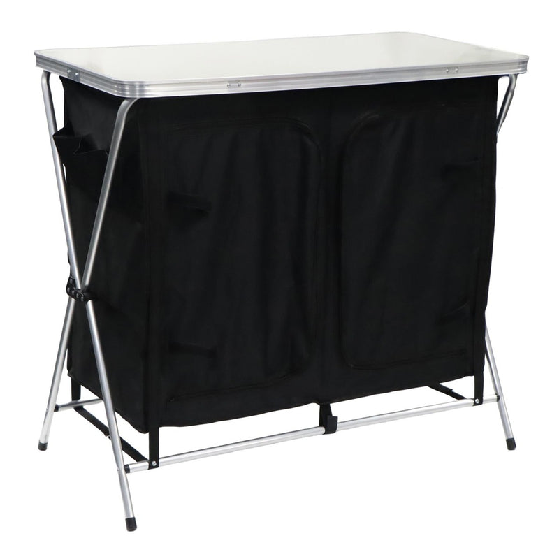 Leisurewize Portable Camping Table & Storage Cupboard Foldable Aluminium Frame - View 2