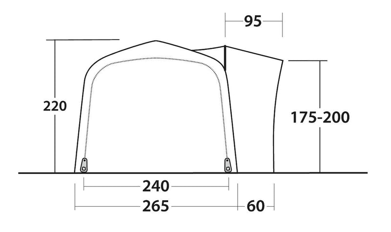 Outwell Crossville 250SA Air Drive-Away Campervan Air Awning 175-200cm