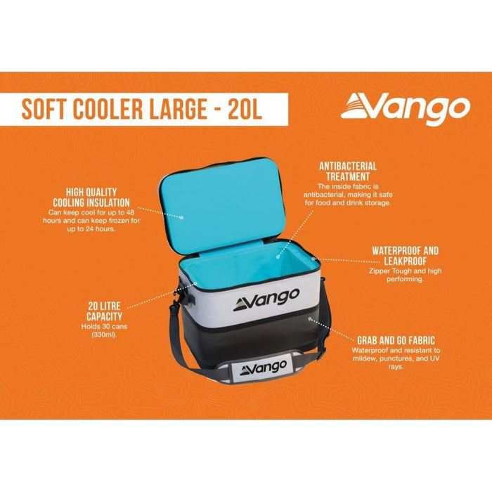 Vango Soft Cooler Large - 20L Cooler Coolbox 20L Cool Grey Vango - UK Camping And Leisure
