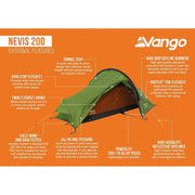 Vango Nevis 200 Pamir Green 2 Person Tent Vango - UK Camping And Leisure