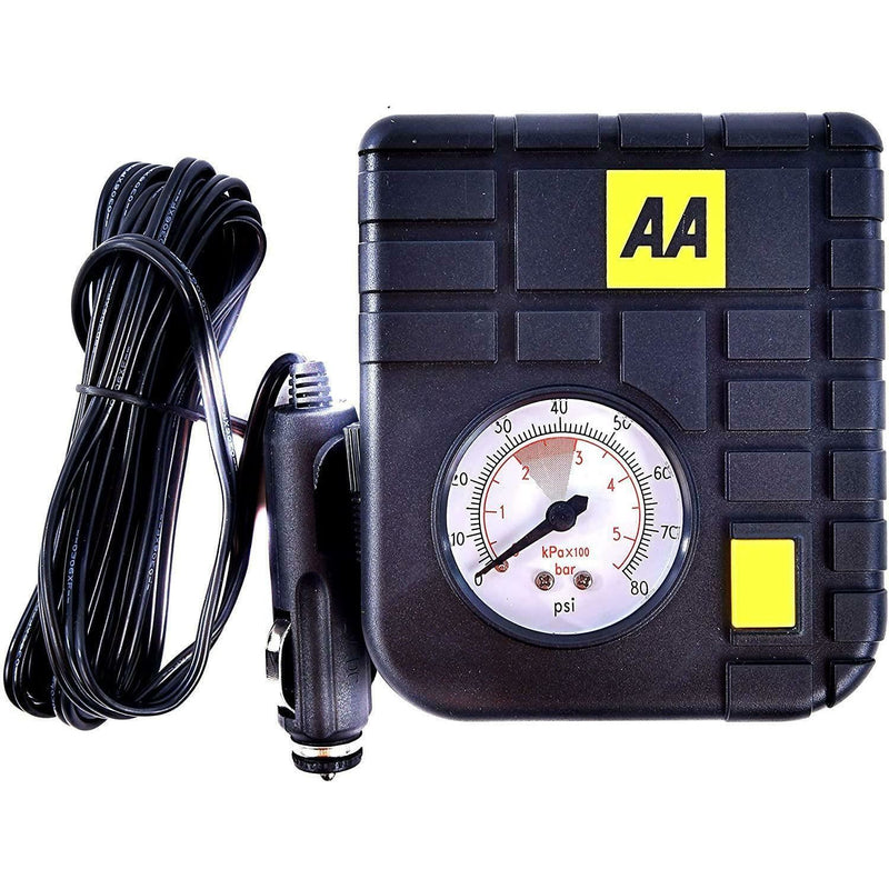 AA 12V Car Tyre Air Compressor Inflator LED Pump Pressure Gauge Cigarette Socket AA - UK Camping And Leisure
