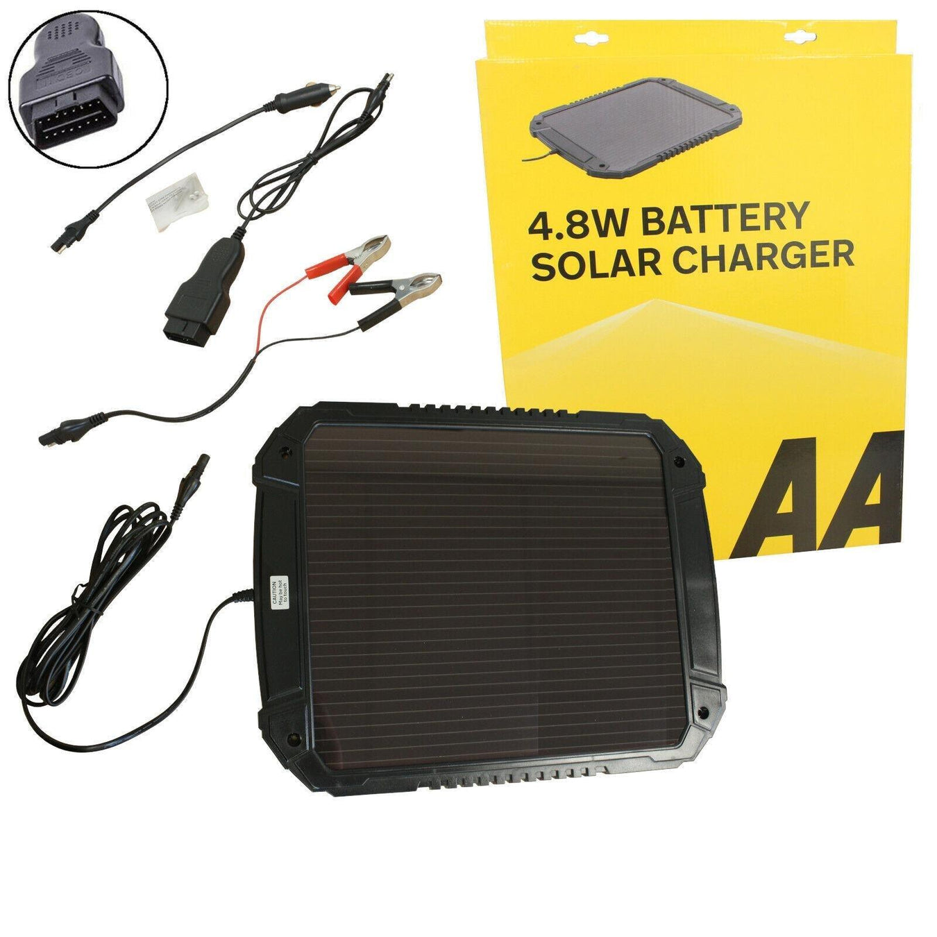 AA 4.8W XL 12V Car Van Caravan Solar Panel Trickle Battery Charger Power Supply AA - UK Camping And Leisure