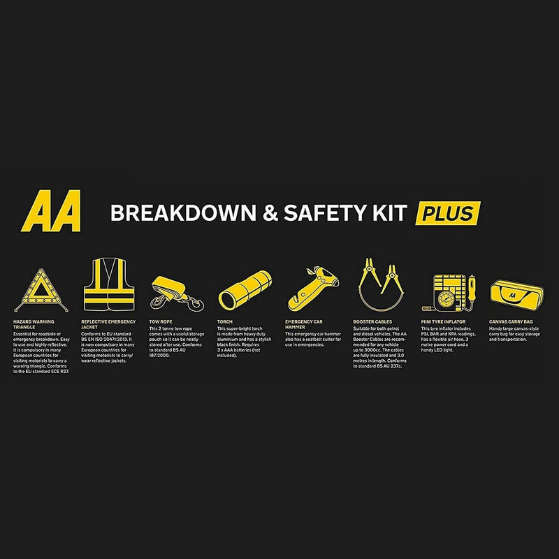 AA Emergency Breakdown & Safety Kit Plus Car Driving European Travel AA - UK Camping And Leisure