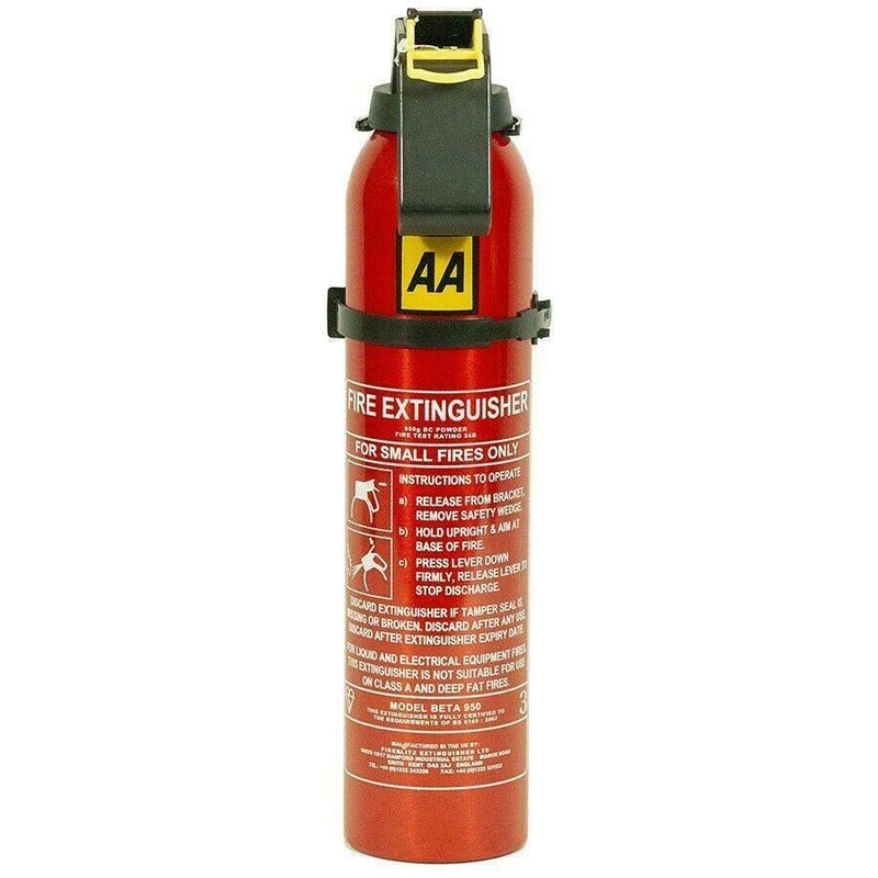 AA Fire Extinguisher Powder Compact Portable Car Home Caravan + Bracket 950g AA - UK Camping And Leisure
