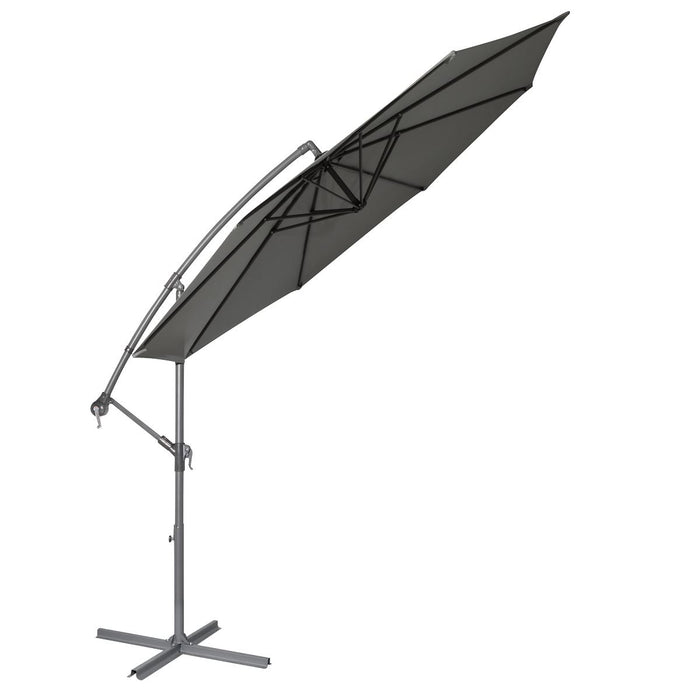 Dellonda Banana Parasol with Cover 3m - Grey DG264 Dellonda - UK Camping And Leisure