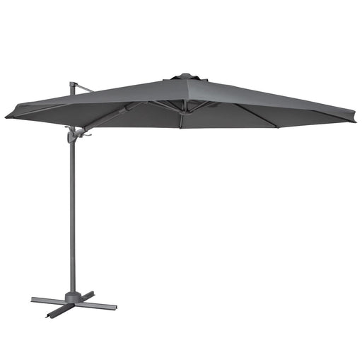 Dellonda Cantilever Parasol with 360 Rotation, Tilt & Cover 3m - Grey Dellonda - UK Camping And Leisure