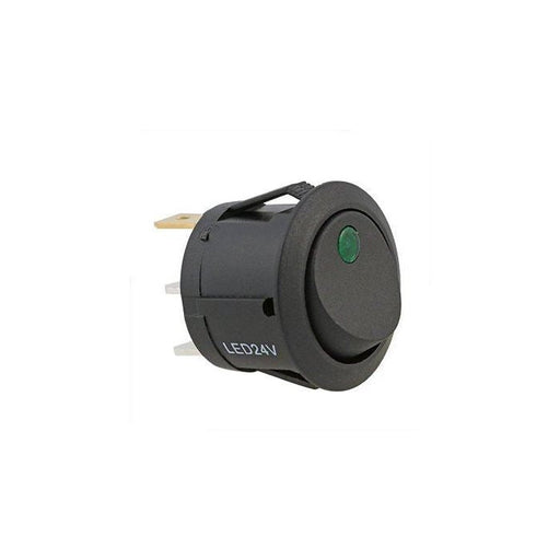W4 Round Rocker Switch 12V-24V 22Mm Green Dot, Led Illumination | UK Camping and Leisure