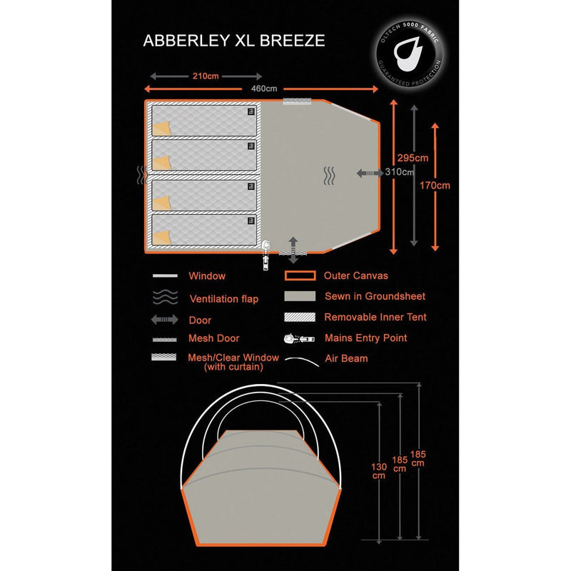 Olpro Abberley Breeze XL - 4 Berth Inflatable Tent Recyled Bottle Material Olpro - UK Camping And Leisure