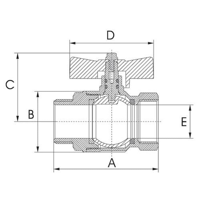 AG Tee Ball Valve PN50 1/2" BSP Female Ports AG - UK Camping And Leisure