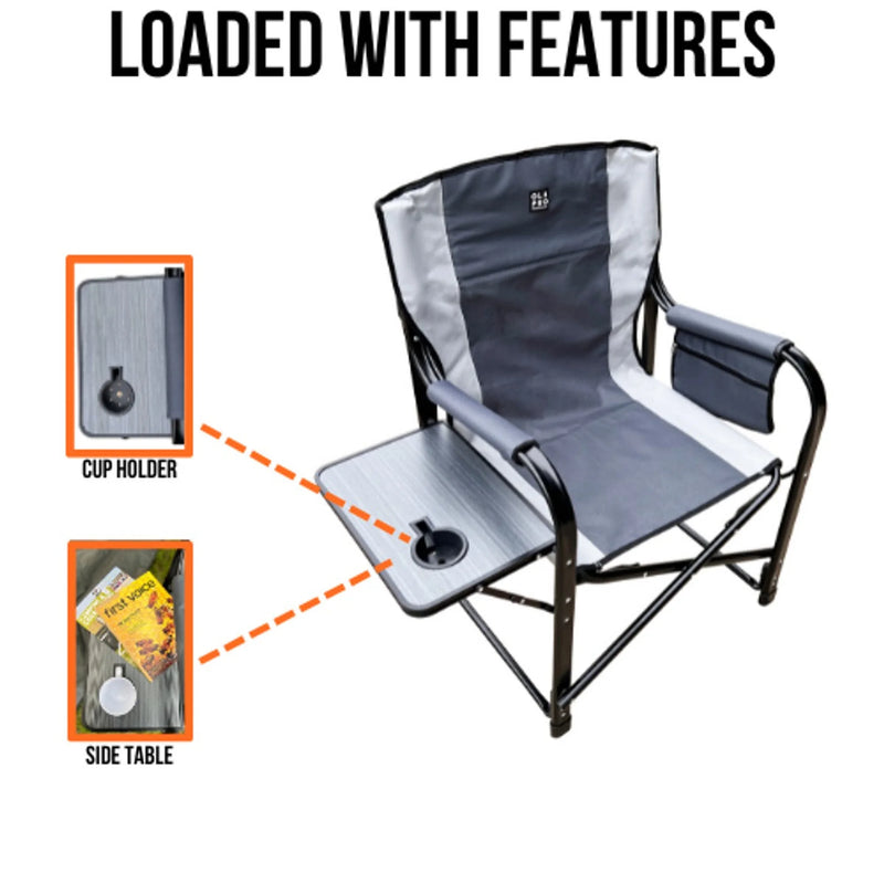 Olpro Directors Chair - Lightweight Folding Chair with Side Table