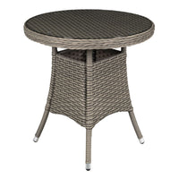 Dellonda Chester Rattan Wicker Round Outdoor Table with Tempered Glass Top
