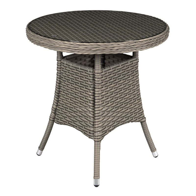 Dellonda Chester Rattan Wicker Round Outdoor Table with Tempered Glass Top Dellonda - UK Camping And Leisure
