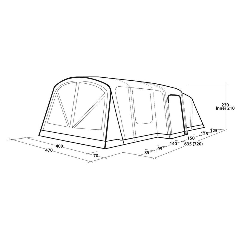 Outwell Vermont 7 Air 7 Berth Five Room Tunnel Tent - View 13