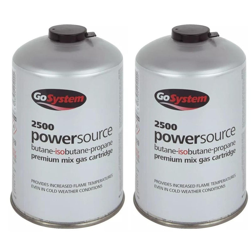 2x Go System PowerSource Butane Propane Threaded Gas Canister - 445g Go System - UK Camping And Leisure
