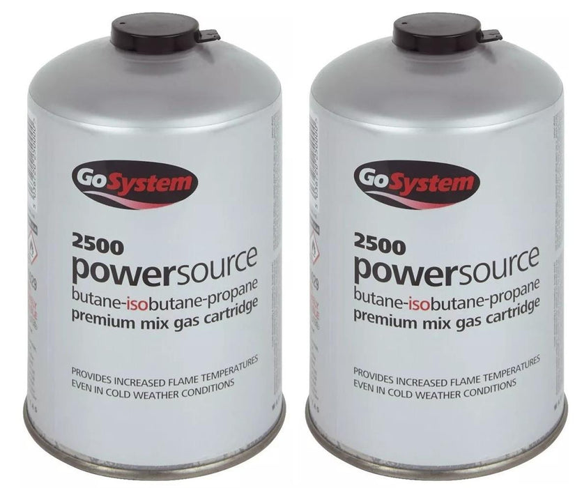 2x Go System PowerSource Butane Propane Threaded Gas Canister - 445g Go System - UK Camping And Leisure