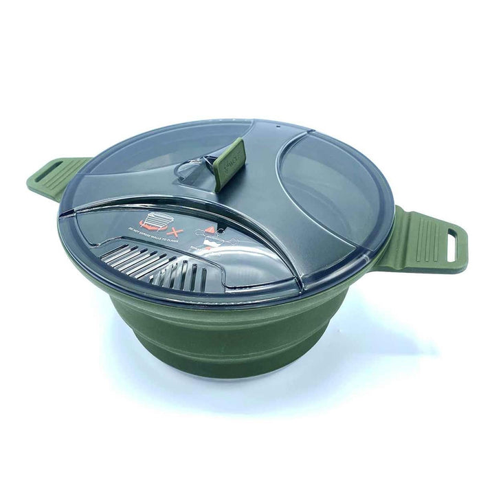 Wolf Outdoors EzyStow Collapsible Cooking Pot 2.5L Olive Green Wolf Outdoors - UK Camping And Leisure