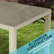 Dellonda  Aluminium Garden Dining Table with Tempered Glass & Parasol Hole Dellonda - UK Camping And Leisure