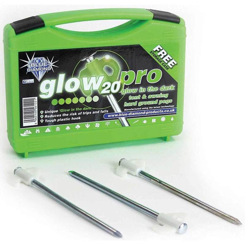 Blue Diamond Glow Pro Pegs (Case Of 20) Blue Diamond - UK Camping And Leisure