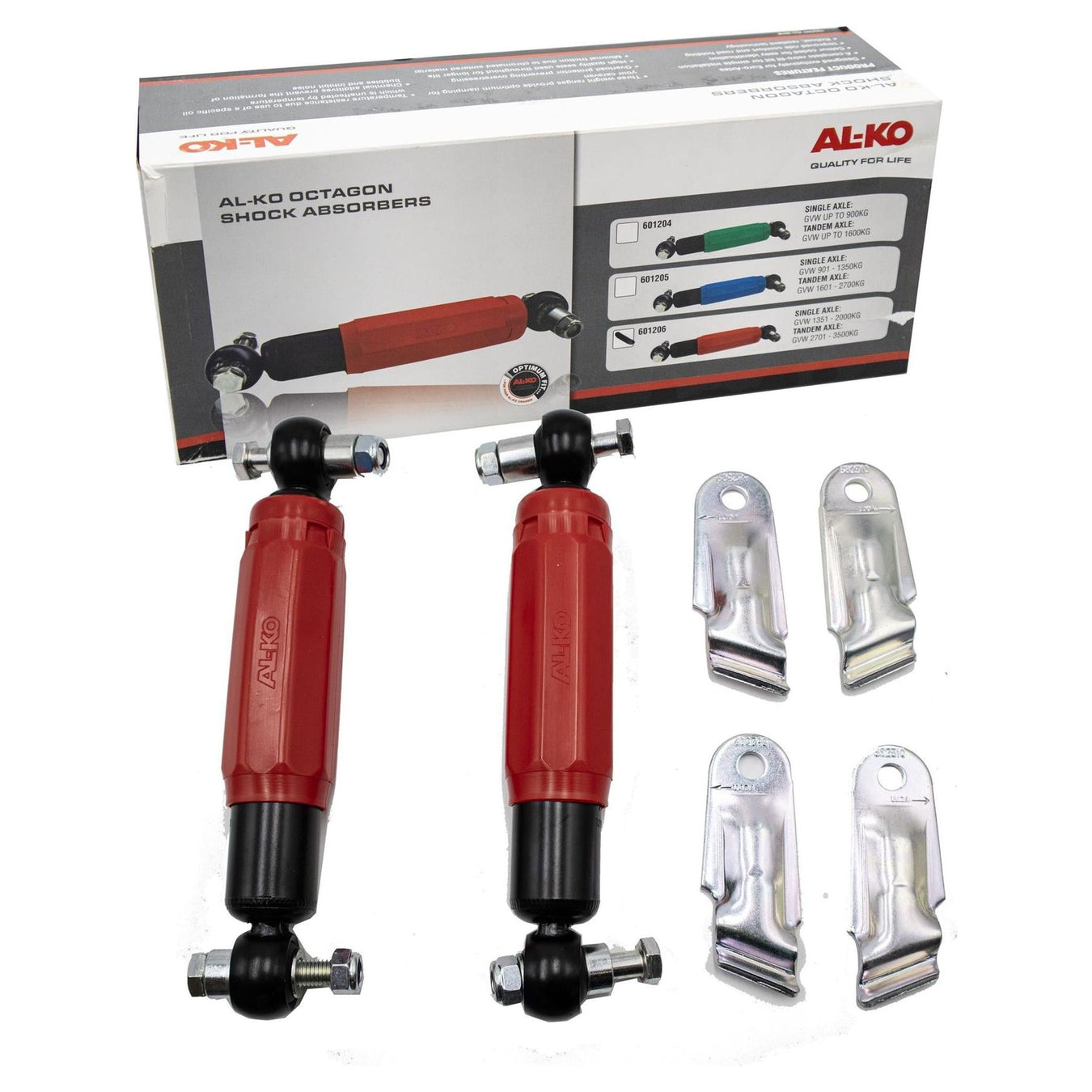 Al-Ko Octagon Shock Absorbers Red Single Axle 1800Kg Tandem 3500 Kg 601206 AL-KO - UK Camping And Leisure