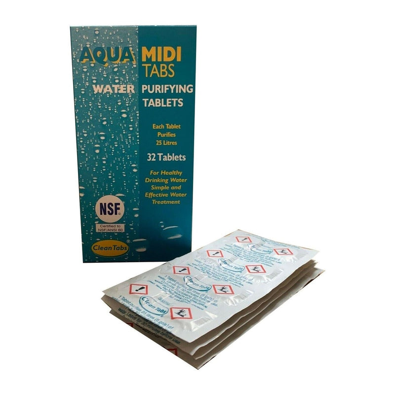 Aqua Midi Tabs Water Purification Sterilising Drinking Water 64 tablets Aquatabs Aqua Clean - UK Camping And Leisure