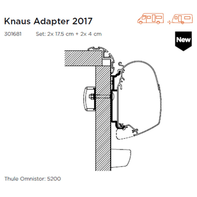 Thule Adapter Wall Knaus 2017 (set: 2x 175cm + 2x 4cm) Thule - UK Camping And Leisure