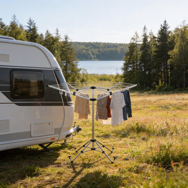 Leisurewize Caravan Camping 4 Arm Rotary Clothes Airer with Pegs - View 7