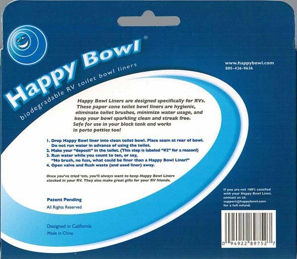Happy Bowl Biodegradable Toilet Bowl Liners Original 50 Liners in a Box Caravan