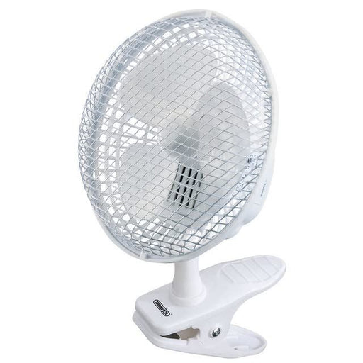 Draper 230V Clip-On Desk Fan, 6"/150mm, 15W 08710 Draper - UK Camping And Leisure