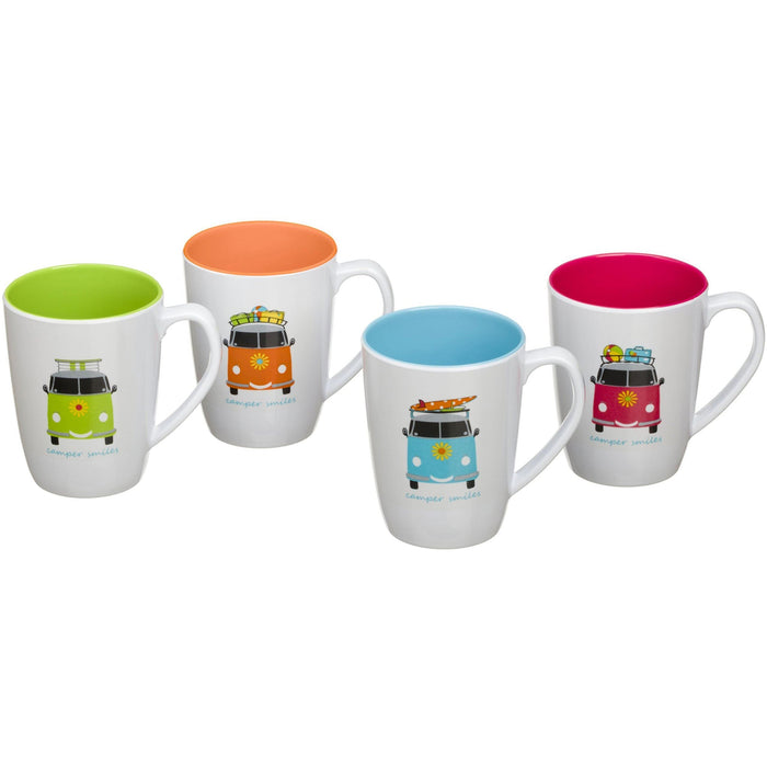 Camper Smiles Mug Set (4) CAM424 Flamefield - UK Camping And Leisure