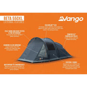 Vango Beta 550XL 5 Berth Family Tent Deep Blue - View 11