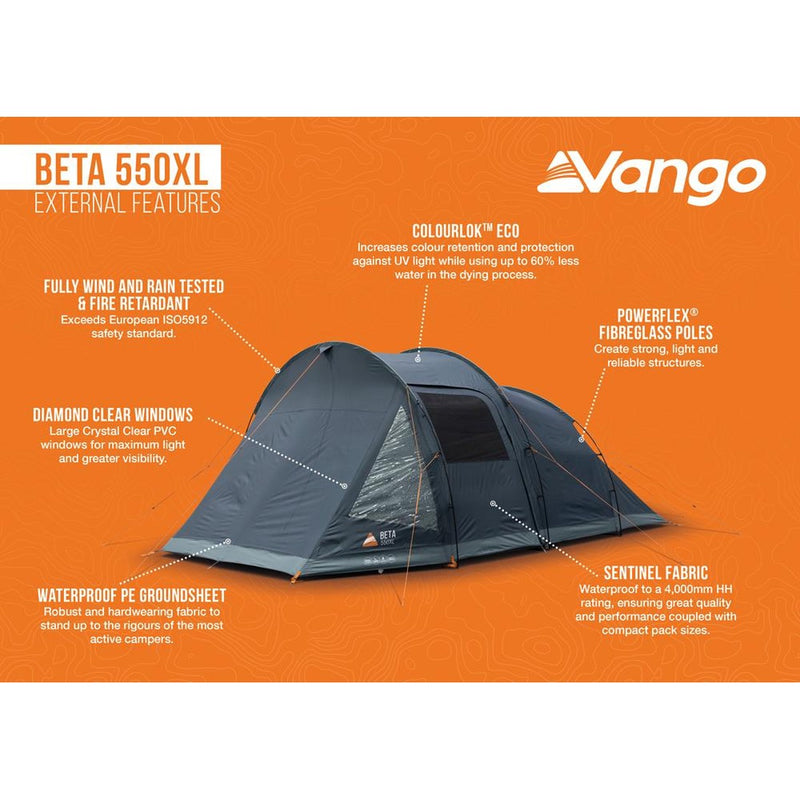 Vango Beta 550XL 5 Berth Family Tent Deep Blue - View 11
