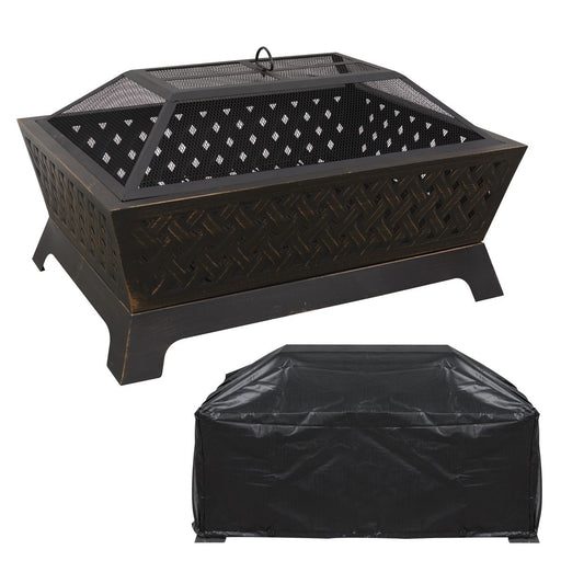 Dellonda 35" Rectangular Outdoor Fire Pit Antique Bronze Effect Dellonda - UK Camping And Leisure