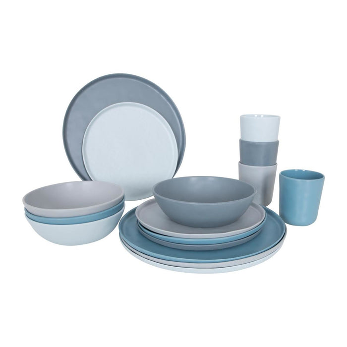 Bo-Camp Tableware Molvadite 16 Pieces Blue/Grey Bo-Camp - UK Camping And Leisure