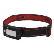 2W COB LED Rechargeable Head Torch Auto Sensor Cycling Front Rear Light Black Sealey - UK Camping And Leisure