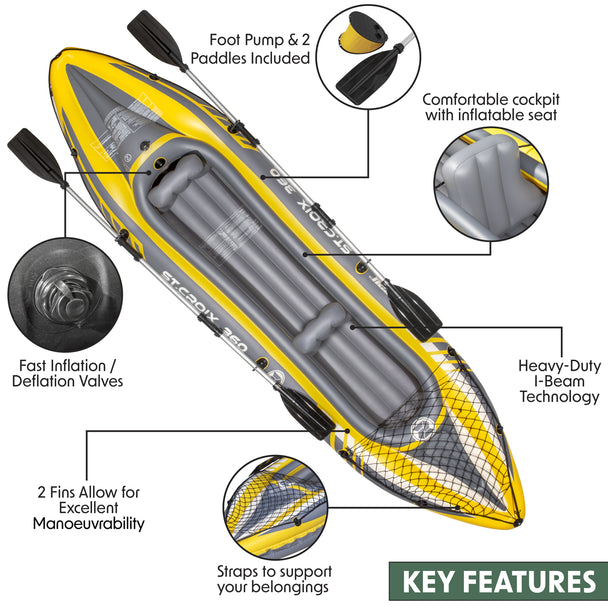 Dellonda Inflatable 2-Person Kayak/Canoe Set with Pump, Carry Bag & 2 Oars Dellonda - UK Camping And Leisure