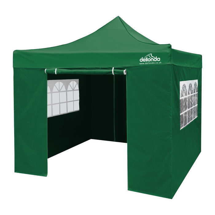 Dellonda 3x3m Pop-Up Gazebo & Side Walls Water Resistant Fabric - Green Dellonda - UK Camping And Leisure