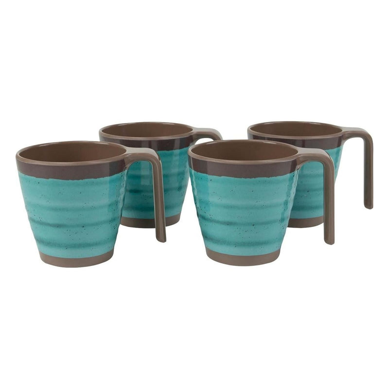 Bo-Camp Mug Halo M Melamine 4 Pieces Aqua Bo-Camp - UK Camping And Leisure