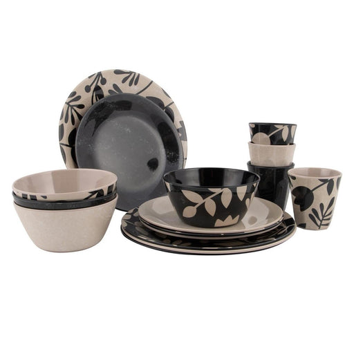 Bo-Camp Tableware Mix & Match 16 Pieces Beige/Black Bo-Camp - UK Camping And Leisure