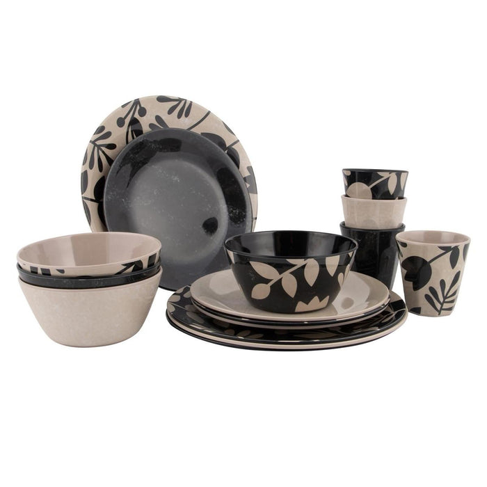 Bo-Camp Tableware Mix & Match 16 Pieces Beige/Black Bo-Camp - UK Camping And Leisure