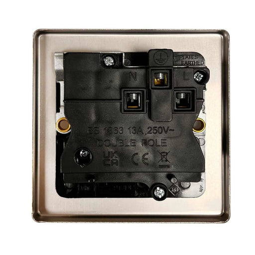 Round Edge Single 13A Double Pole Switched Socket Brushed Steel AG - UK Camping And Leisure