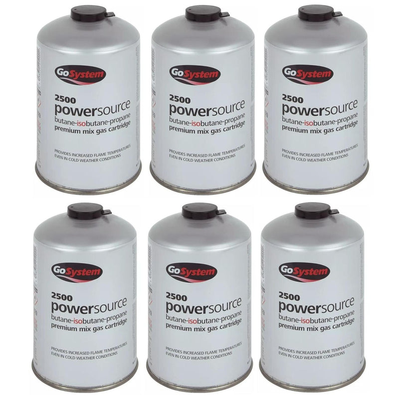 6x Go System PowerSource Butane Propane Threaded Gas Canister - 445g Go System - UK Camping And Leisure