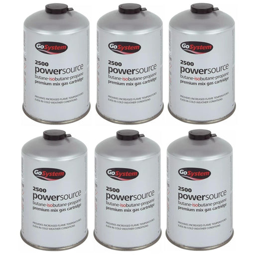 6x Go System PowerSource Butane Propane Threaded Gas Canister - 445g Go System - UK Camping And Leisure