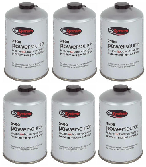 6x Go System PowerSource Butane Propane Threaded Gas Canister - 445g Go System - UK Camping And Leisure