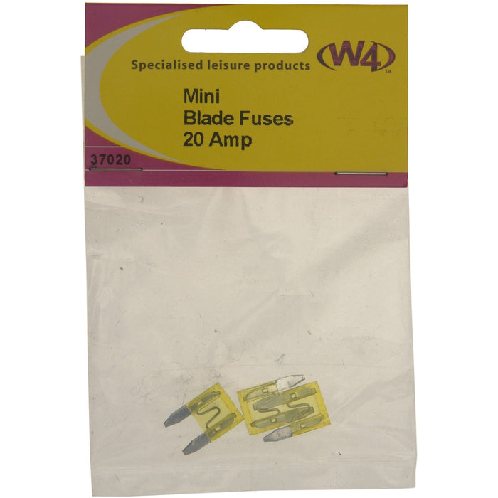 MDS1203 W4 Mini Blade Fuse 20 amp 3 pack 37020 W4 - UK Camping And Leisure